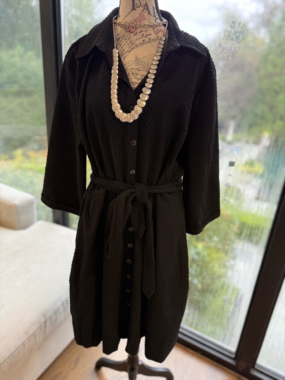 Frances Valentine $450 NWT Black Bellini Waffle Weave Dress XXL 2XL